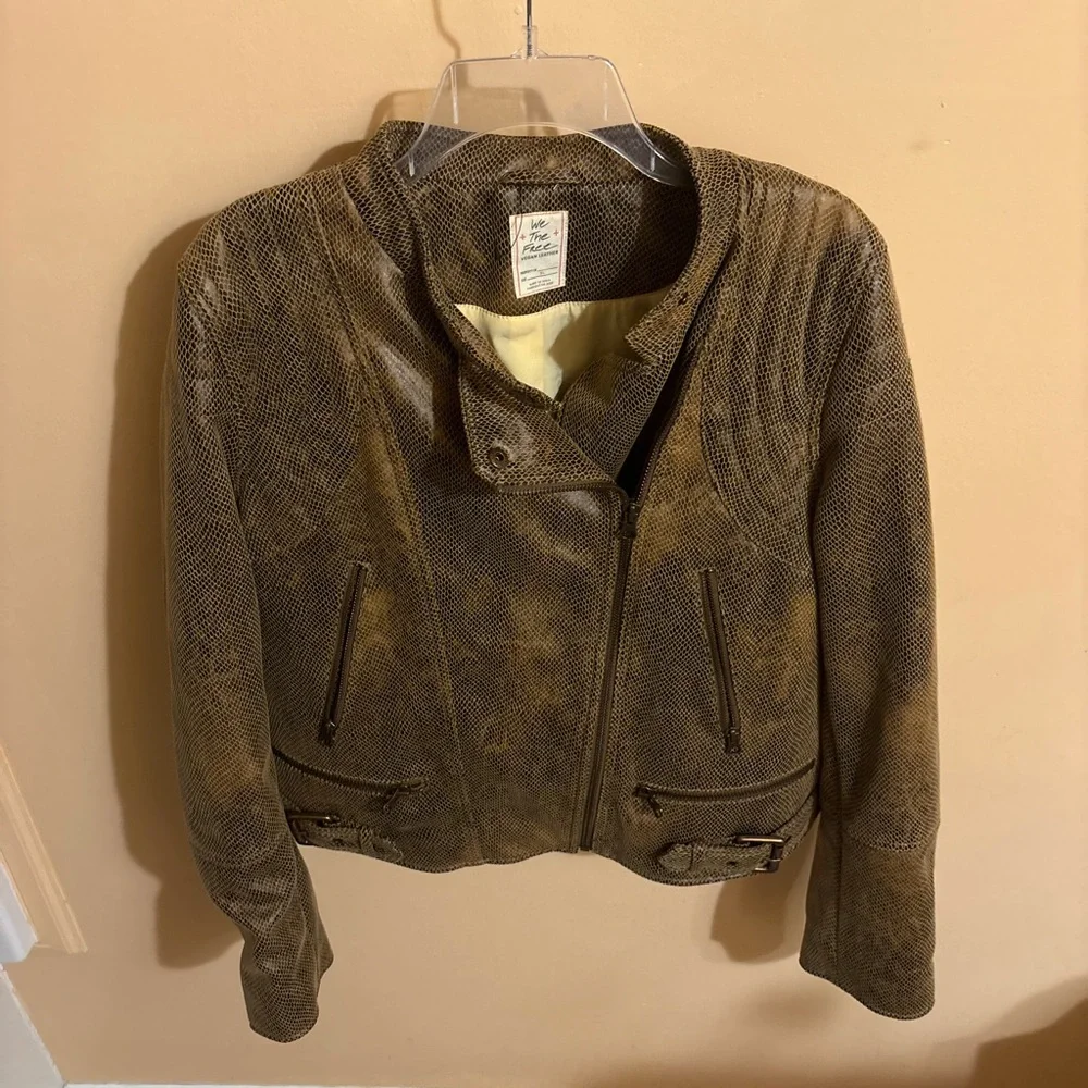 Free People Fenix Snakeskin Vegan Leather Moto Jacket - Picture 4 of 8